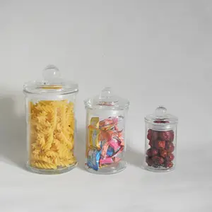 smaller Transparent straight side airtight storage glass jar with glass lid Apothecary Canisters
