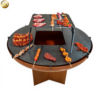Brasero en acier corten avec grille de cuisson - Barbecue multifonctionnel d'extérieur