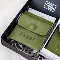Sacs à bijoux personnalisés en microfibre de daim vert, pochettes d'emballage cadeau pour colliers, boucles d'oreilles, bagues