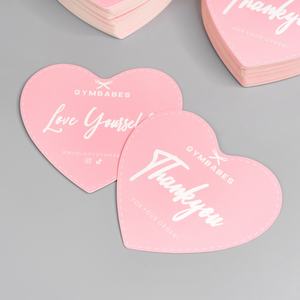 Impression de cartes de remerciement en forme de cœur de haute qualité, logo personnalisé, impression 350 g/m², 700 g/m², rose, blanc, logo en relief - Product Image 4