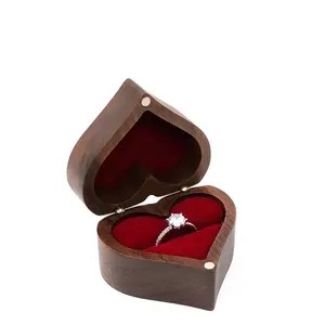 काले अखरोट ठोस लकड़ी प्यार की अंगूठी बॉक्स मिनी गहने बॉक्स आईएनएस शैली लकड़ी के गहने लकड़ी के बॉक्स तेल से सना हुआ