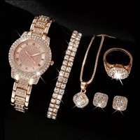 Ensemble de montres en alliage de diamant Cornucopia pour femmes, 5 pièces, bracelet, accessoires, mode, quartz, style européen et américain
