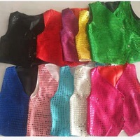 Mode enfants sans manches paillettes gilet hip-hop Jazz danse scène Costume fille garçon veste brillant gilets paillettes paillettes gilet