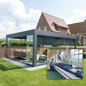 Modern Gemotoriseerd Aluminium Pergola Tuinhuisje Met Led Terraslampjes Glazen Lamellen Dak Buiten Waterdicht Paviljoen - Product Image 6