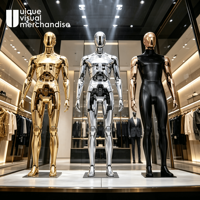 Mannequin Homme Chromé Corps Entier Argent Or Musclé en Plastique pour Présentation en Boutique, Mannequin Grande Taille pour Vêtements Masculins