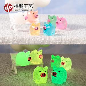 Figuritas de cerdos de resina de colores, decoraciones de paisajes en miniatura, adornos de escritorio, blanco lechoso, rojo rosa, verde, azul, naranja, rosa - Product Image 5