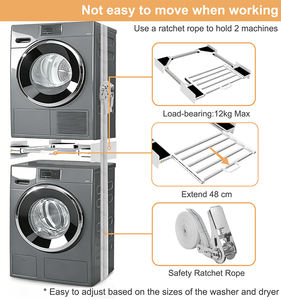 Manual Universal Washer Dryer Stacking Kit with Pull-Out <b>Sliding</b> <b>Shelf</b> and Adjustable Stackable Design - Product Image 3
