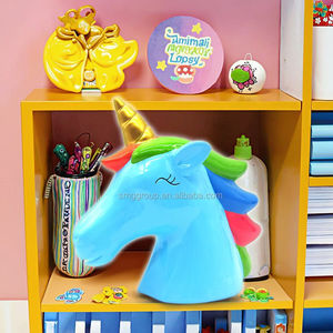 Céramique mignon OEM cadeaux arc-en-ciel <span class=keywords><strong>licorne</strong></span> économie <span class=keywords><strong>tirelire</strong></span> pour la décoration intérieure enfant cadeaux d'anniversaire Animal 3d <span class=keywords><strong>tirelire</strong></span> - Product Image 3