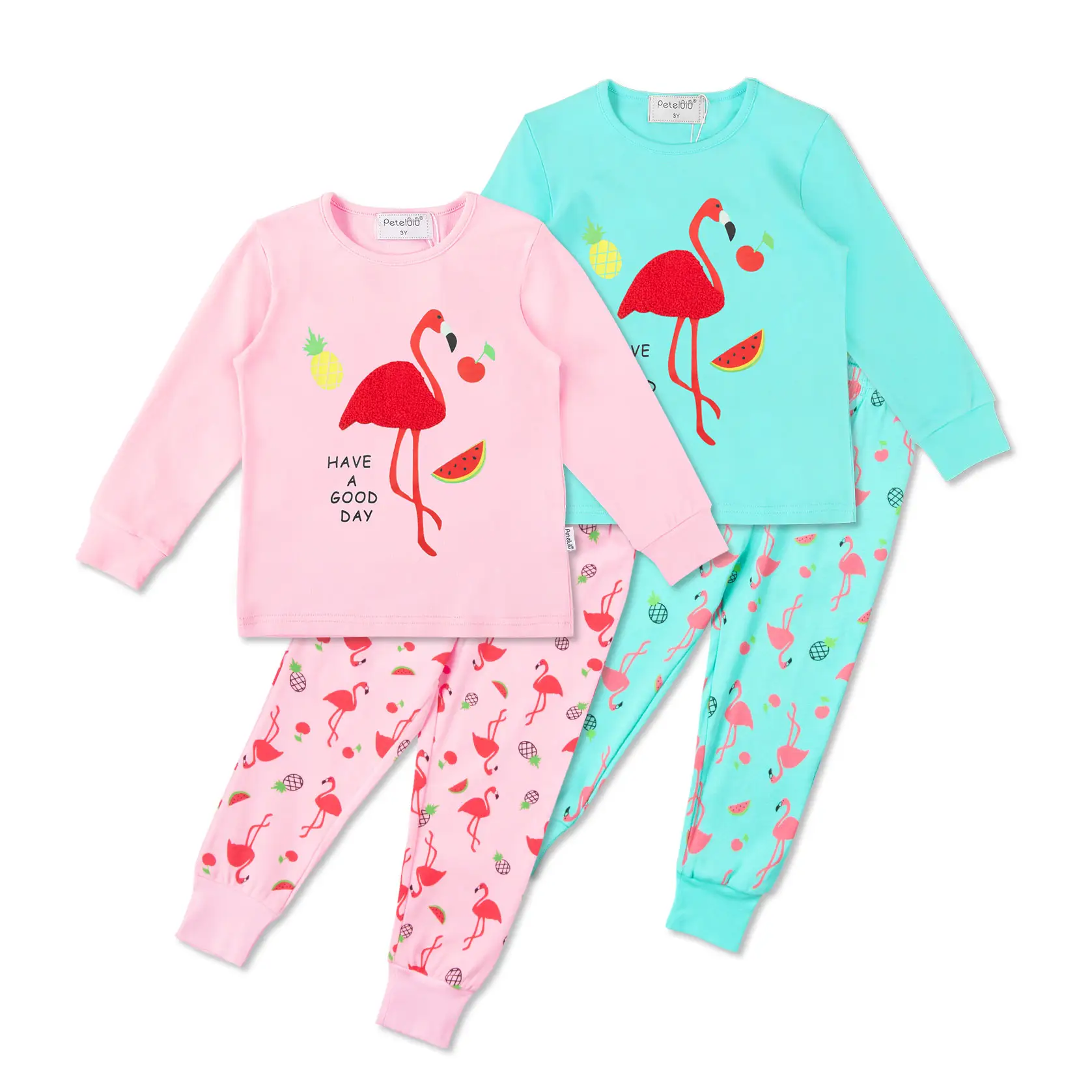 XINNE Little Kids Cotton 2 Piece Long Sleeve Pajamas Sleepwear Nightwear Set Nighty Homewear