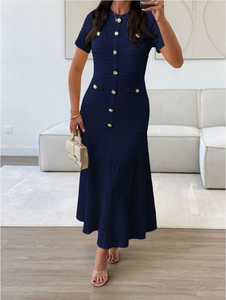 Vestidos Casuales de Invierno IStapromo para Mujer, Otoño 2026, Midi, con Botones, Cuello Redondo, Manga Corta, Tejido Acanalado - Product Image 6