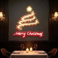 Enseigne néon LED personnalisée Joyeux Noël, multicolores, télécommandée, pour publicité et décoration de café, boutique, bar, mur