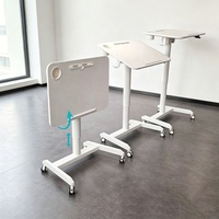 Bureau mobile ergonomique moderne à hauteur réglable avec vérin à gaz et plateau inclinable pour le bureau, l'hôpital, l'école et la maison