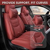 Ensemble complet de luxe 5 pièces pour sièges avant, housses de siège de voiture en cuir rouge vin respirantes et confortables avec appuie-têtes, ajustement universel