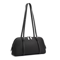 Tas Tote Wanita Kulit Asli Warna Solid dengan Ritsleting, Tas Selempang Bahu Model Sederhana Terbaru 2026