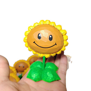 Ornement en bois sculpté Tournesol Plant Vs Zombies en bois de tilleul, lot multi-pièces, décoration de salon - Product Image 5
