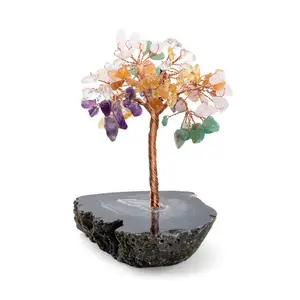 DIY toptan doğal yeşil aventurin ağacı yarı değerli taşlar kristal el sanatları düğün hediyeleri için gül kuvars kristal ağacı