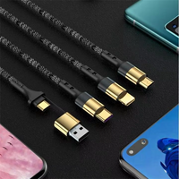 Câble de données tressé multifonction 5-en-1 USB-C PD 3.1 100W, plaqué or, charge rapide, super câble de chargeur Type-A, vente en gros