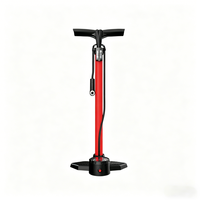 Pompe à main Worldcycle 32B-03 haute pression (>160 PSI) 1 voie en acier pour VTT et vélo de route avec manomètre et tuyau – Pompe de sol portable