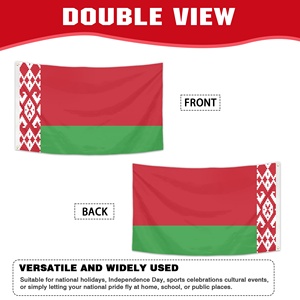 Drapeaux nationaux personnalisés en gros 90x150cm Drapeau de la Biélorussie République de Biélorussie Drapeau rouge et vert orné 100D Polyester - Product Image 3