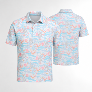 Camiseta de Polo de Golf Personalizada para Hombre, Estampado Desértico, Secado Rápido, Ligera, Transpirable, OEM, ODM, Marca Privada - Product Image 4