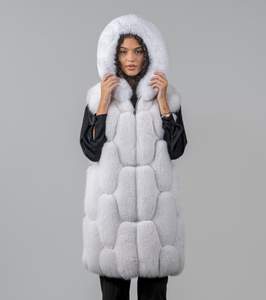 Mode luxe femmes véritable fourrure de renard <span class=keywords><strong>gilet</strong></span> manteau avec capuche hiver mode épais chaud <span class=keywords><strong>Long</strong></span> véritable fourrure <span class=keywords><strong>gilet</strong></span> - Product Image 1