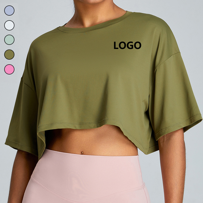 Short Sleeve Fitness Crop Top Wholesale Breathable Gym Quick Dry Sportswear Corset Workout Yoga Tops for Women