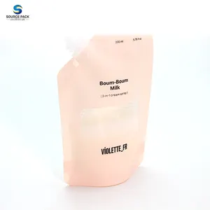 Customized Stand Up Spout Pouch Recyclable Reusable Liquid Packaging Shampoo Refill Cosmetic Bags With Window
