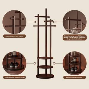 Perchero Giratorio de Bambú de Diseño Moderno con Ganchos Multinivel, Perchero Simple para <span class=keywords><strong>Entrada</strong></span> de Dormitorio o Apartamento - Product Image 4