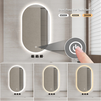 Miroir de salle de bain LED rétroéclairé sans cadre en forme de capsule avec fonction anti-buée, lumière à intensité réglable et taille sur mesure