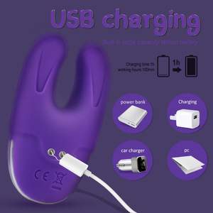 Vibratore a Doppio Motore per Clitoride e Vagina, 7 Velocità, Ricarica Magnetica USB, Stimolatore per Coppie con Morsetto per Capezzoli - Product Image 6