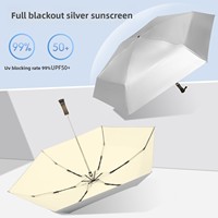 Parasol manuel à poignée rétractable pour femmes et hommes, design compact à cinq plis avec protection solaire et défense UV, double parapluie de pluie