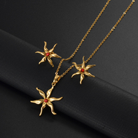 Colliers et boucles d'oreilles avec pendentif fleur Mayotte pour femmes - FranceJewelry Cadeau de fête # 384506