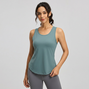 Débardeur de sport pour femme en maille ajourée, dos nageur, ourlet incurvé, séchage rapide, respirant, sans manches, pour yoga, gym, entraînement, fitness OEM ODM - Product Image 4