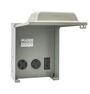 Panel de salida de energía RV con GFCI, caja de interruptor cerrada Bloqueable, impermeable, con receptáculo de 20/30/50 amperios y interruptor de circuito