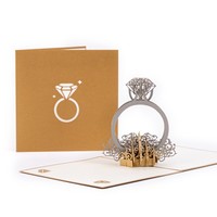 Carte d'invitation de mariage ou de vœux pour la Saint-Valentin, impression 3D haut de gamme, forme montgolfière, ailes de cœur