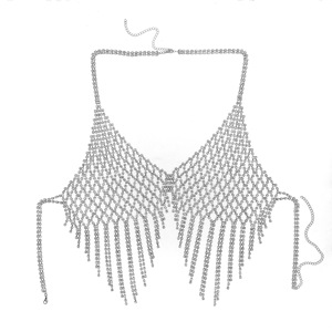 Catena per il corpo con strass geometrici europei e americani, <span class=keywords><strong>reggiseno</strong></span> sexy con nappe in rete, abbigliamento sexy da discoteca con glitter esagerati - Product Image 5