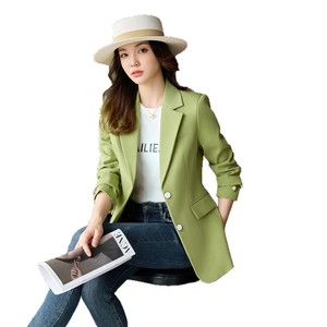 Women's Blazer Grass Green Solid Color Long Sleeve Buttons Professional Casual Wear S Size - Product Image 5