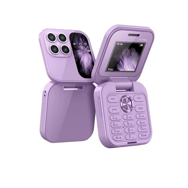 New I17 Pro Flip Folding Phone - Mini Dual SIM Feature Phone with Keypad, Compact Retro Flip Design for Senior & Simple User