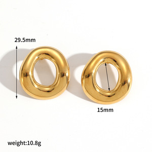 Geometric Stainless Steel <b>Stud</b> Earrings Irregular Circle <b>Titanium</b> Steel Fashion Elegant Earrings For Women - Product Image 5