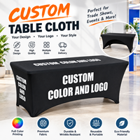 Nappe publicitaire personnalisée en spandex, housse de table extensible ajustée en couleur unie, pour tables de cocktail et d'exposition de 4, 6 et 8 pieds