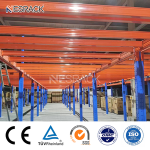 פלטפורמת עבודה משומשת במחסן, מדף גלריה בהתאמה אישית, פלטפורמת אחסון רב-מפלסית מפלדה כבדה. - Product Image 4