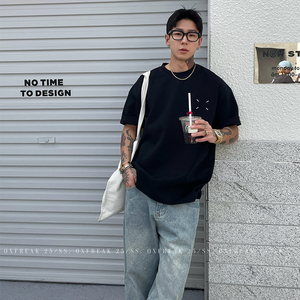 Áo thun dáng rộng mùa hè cho nam, áo thun ngắn tay thường ngày dệt kim cotton 100% in họa tiết kỹ thuật số Oxfreak - Product Image 5