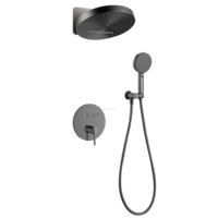Ensemble de douche mural de luxe moderne en laiton 3 voies avec mitigeur et pommeau de douche effet pluie gris anthracite PVD