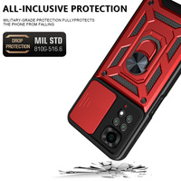 Étui pour Xiaomi Redmi Note 12 4G avec béquille rotative à 360 degrés et cache-objectif coulissant, coque de protection pour téléphone portable