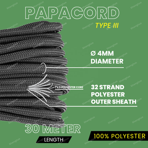 थोक 4 मिमी पैराकॉर्ड 550 प्रकार iii 7-स्ट्रैंड नायलॉन/पॉलिएस्टर उत्तरजीविता कॉर्ड के लिए - Product Image 2