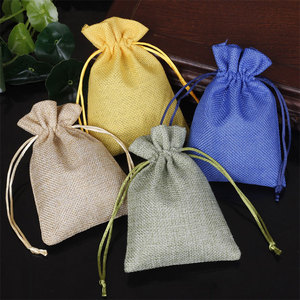 High Quality Custom Hemp Jute <b>Hessian</b> Drawstring <b>Sack</b> Small Striped Pattern Burlap Wedding Favors Gifts-Wholesale Shopping Bags - Product Image 2