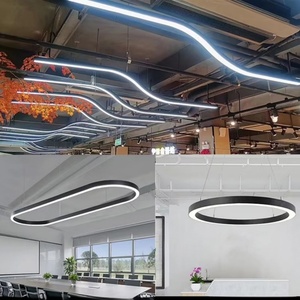Lámpara Colgante LED Personalizada para Oficina, Lámpara de Techo LED de Aluminio con Forma Ovalada y Circular - Product Image 4