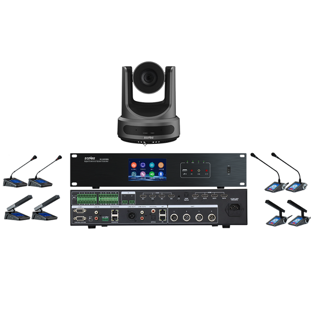 Conference Room Audio and Video System with Voting and Presentation Features Microphone Simultaneous Interpretation