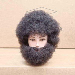 หุ่น<span class=keywords><strong>ชาย</strong></span>สำหรับร้านทำผม คุณภาพสูง 100% ผมแท้ ทรงผมแอฟโฟร พร้อมเครา - Product Image 1