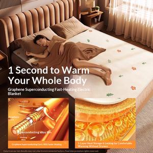 Matelas chauffant électrique imperméable à double commande avec élément chauffant en graphène pour l'hiver - Product Image 3